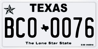 TX license plate BCO0076