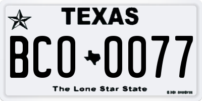 TX license plate BCO0077