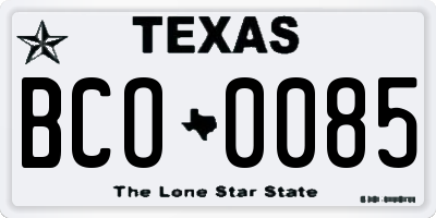 TX license plate BCO0085