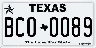 TX license plate BCO0089