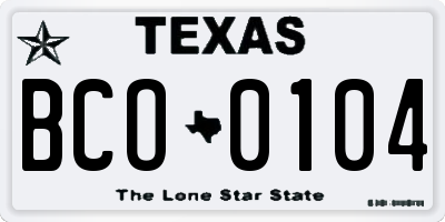TX license plate BCO0104