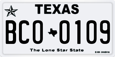 TX license plate BCO0109