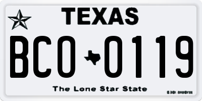 TX license plate BCO0119