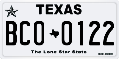 TX license plate BCO0122