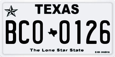 TX license plate BCO0126