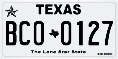 TX license plate BCO0127