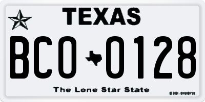 TX license plate BCO0128