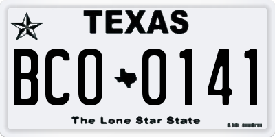 TX license plate BCO0141