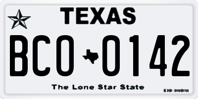TX license plate BCO0142