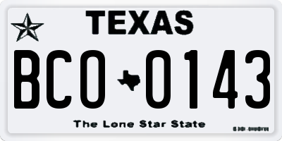 TX license plate BCO0143