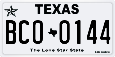 TX license plate BCO0144