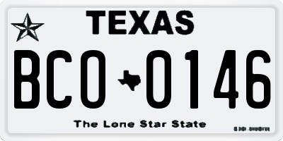 TX license plate BCO0146