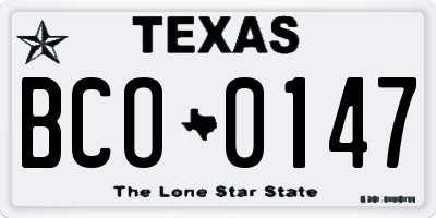 TX license plate BCO0147