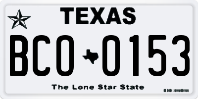 TX license plate BCO0153