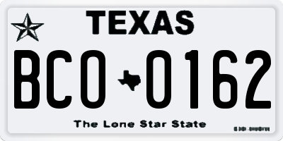 TX license plate BCO0162