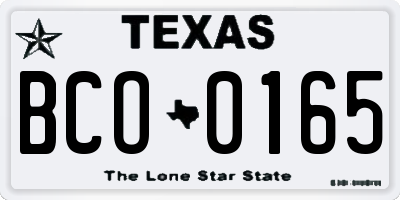 TX license plate BCO0165