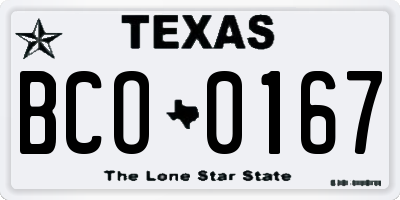 TX license plate BCO0167