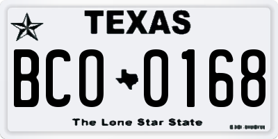 TX license plate BCO0168