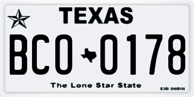 TX license plate BCO0178