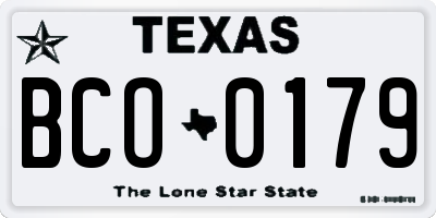 TX license plate BCO0179