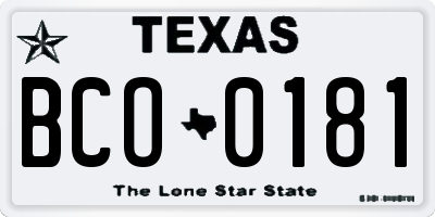 TX license plate BCO0181