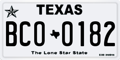 TX license plate BCO0182