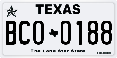 TX license plate BCO0188