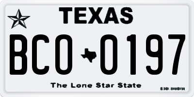 TX license plate BCO0197