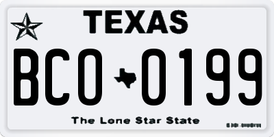 TX license plate BCO0199
