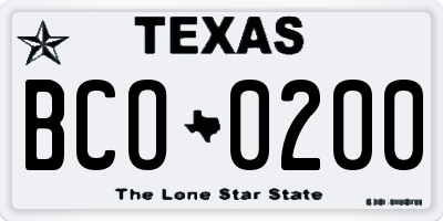 TX license plate BCO0200