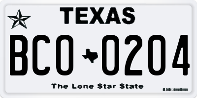 TX license plate BCO0204