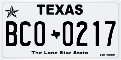 TX license plate BCO0217