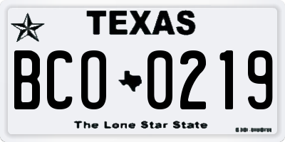 TX license plate BCO0219