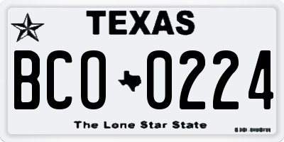 TX license plate BCO0224