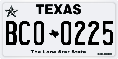 TX license plate BCO0225