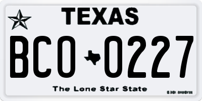 TX license plate BCO0227