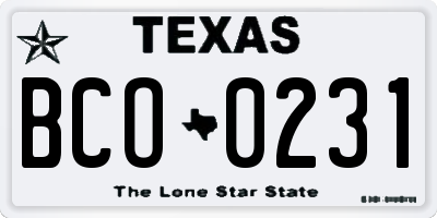 TX license plate BCO0231