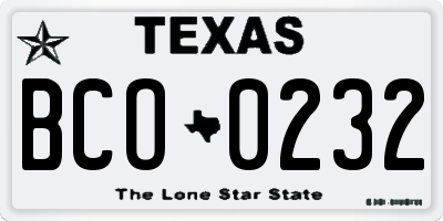 TX license plate BCO0232