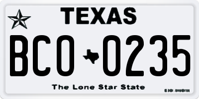 TX license plate BCO0235