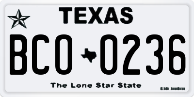 TX license plate BCO0236