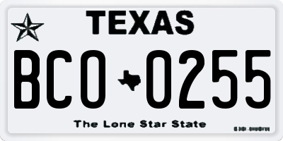 TX license plate BCO0255