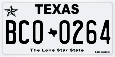 TX license plate BCO0264