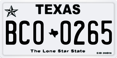 TX license plate BCO0265