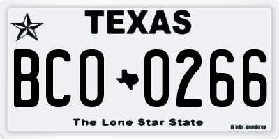 TX license plate BCO0266