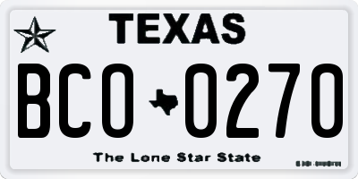 TX license plate BCO0270