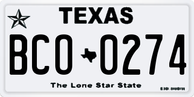 TX license plate BCO0274
