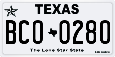 TX license plate BCO0280