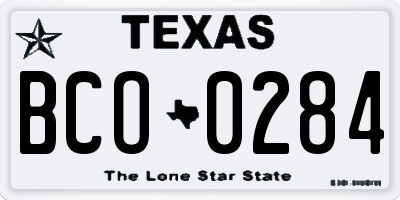 TX license plate BCO0284