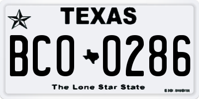 TX license plate BCO0286