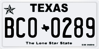 TX license plate BCO0289